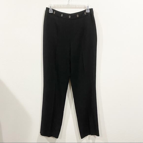 Vintage Escada Wool Black Slacks Grommets at the Waistline Size 38 - Picture 1 of 11